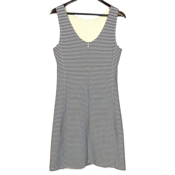 Theory Mivrill Ivory Navy Sail Stripe Coastal Nautical Sleeveless Dress Size L - Picture 3 of 9